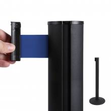 Black Retractable Barrier With 2m Blue Belt