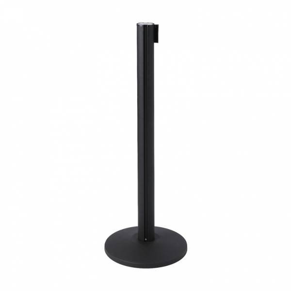 Retractable Barriers - Black posts with 2.7m belt - choice of 5 colours