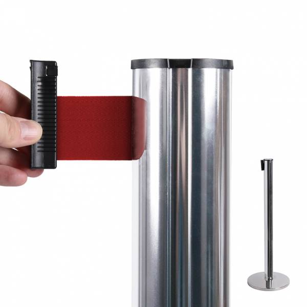 Chrome Retractable Barrier With 2m Blue Belt