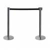 Retractable Barriers - Black posts with 2.7m belt - choice of 5 colours - 12