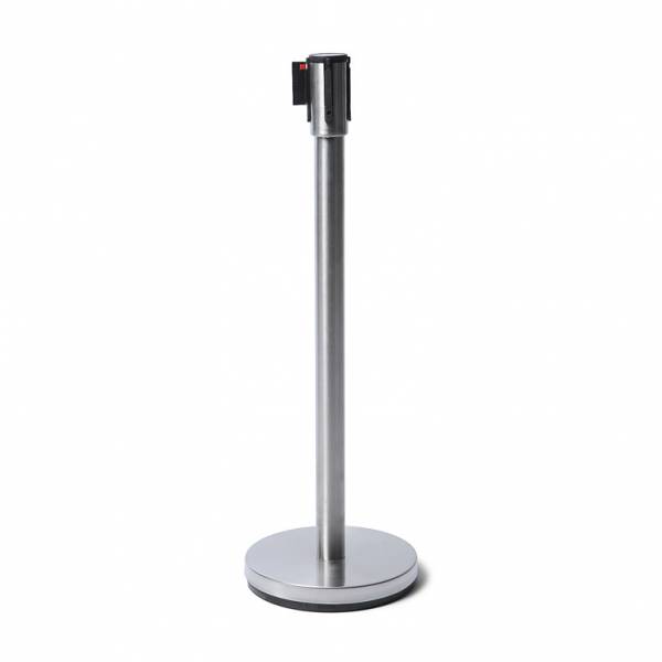 Economy Chrome Barrier Post with 2.5m long black belt