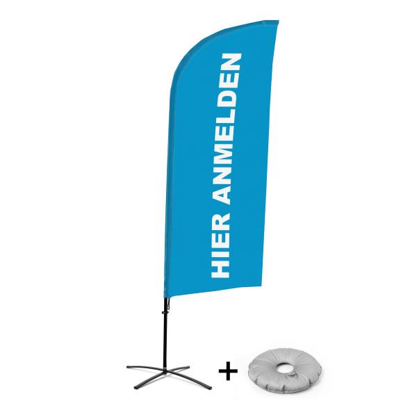 Beach Flag Alu Wind Complete Set Sign In Here Blue German Cross Base