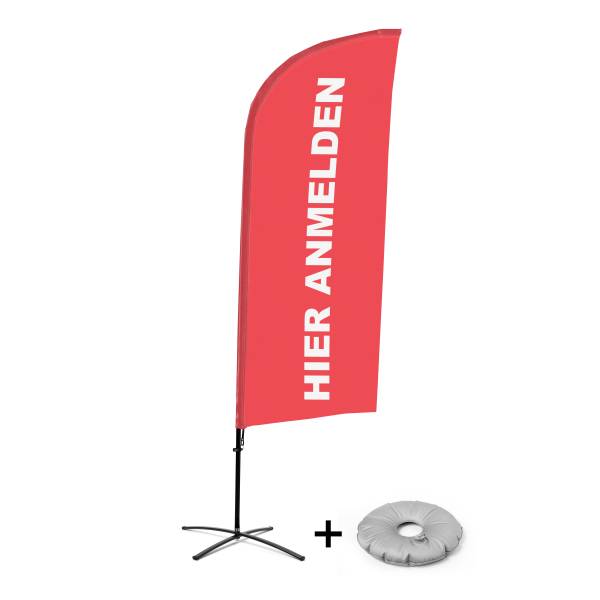 Beach Flag Alu Wind Complete Set Sign In Here Red German Cross Base