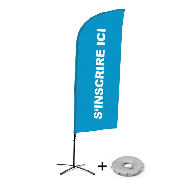 Beach Flag Alu Wind Complete Set Sign In Here Blue French Cross Base