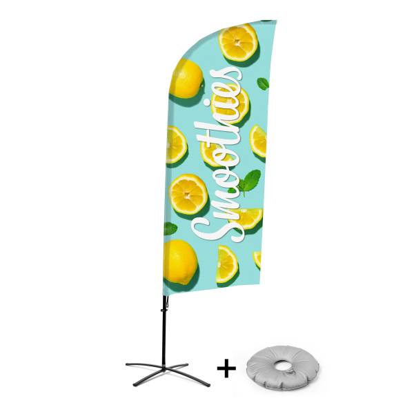 Beach Flag Alu Wind Complete Set Smoothies Lemon Cross Base