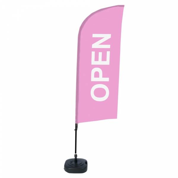 Beach Flag Alu Wind Complete Set Open Pink English