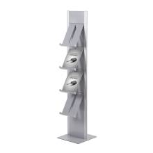 Brochure Rack Totem with 4 angled steel shelves