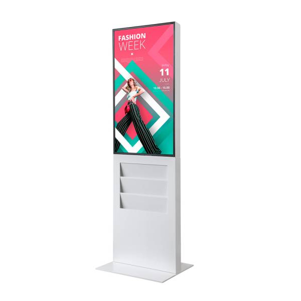 Smart Line Digital Totem Rack 6 x A4 With 43" Samsung Screen And Touchscreen White