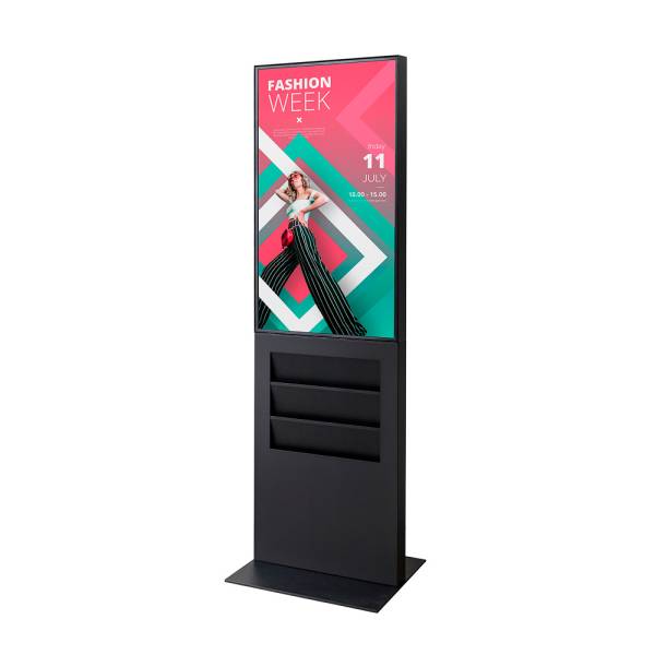 Smart Line Digital Totem Rack 6 x A4 With 43" Samsung Screen And Touchscreen Black