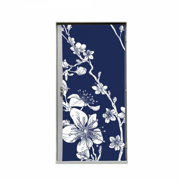 Door Wrap 80 cm Japanese Cherry Blossom Blue