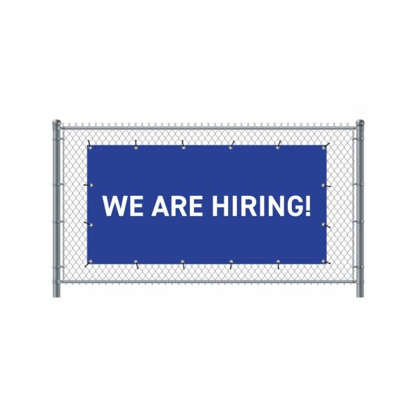 Fence Banner 200 x 100 cm Hiring English Blue