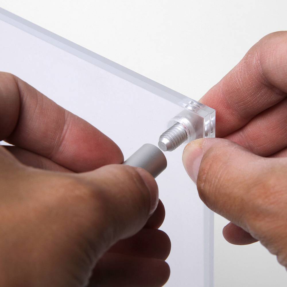 Acrylic Poster Pockets Sandwich Panels Silver wall fixings