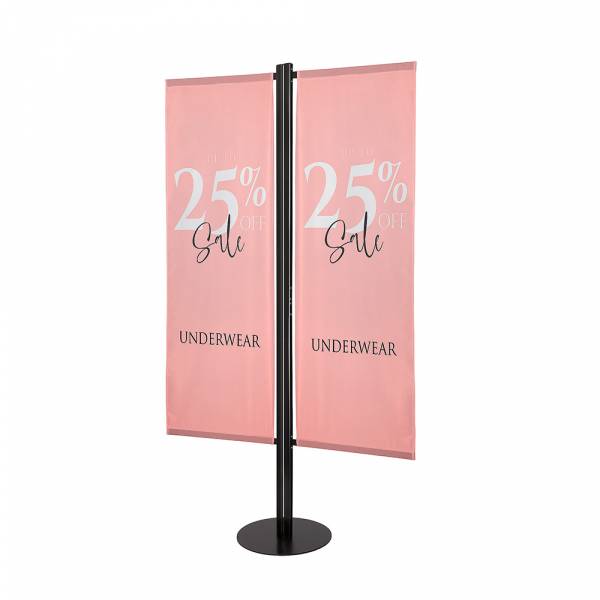 Indoor Flag Pole Two Sided Black Size M