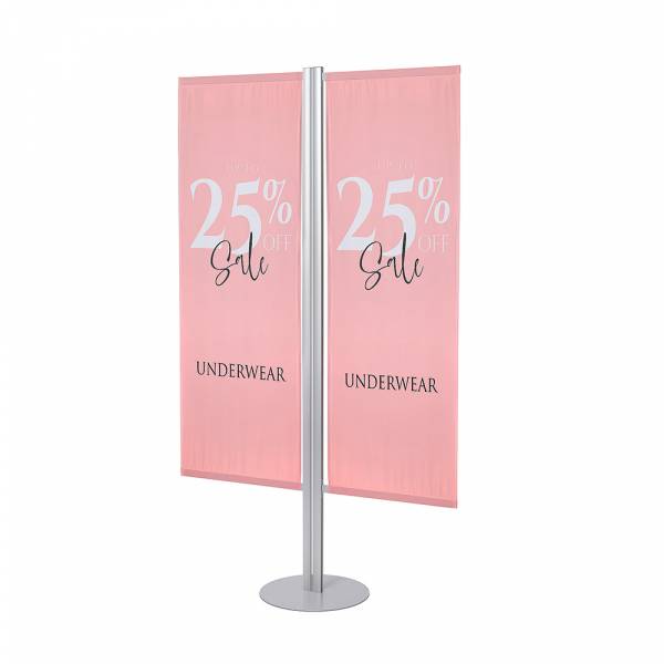Indoor Flag Pole Two Sided Silver Size M