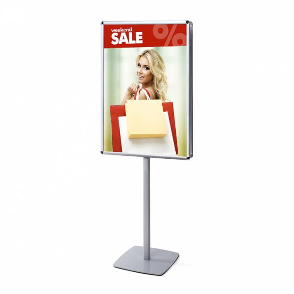 Double-Sided Info Pole with 25mm Snap Frame, Rondo Corner, 70 x 100 cm