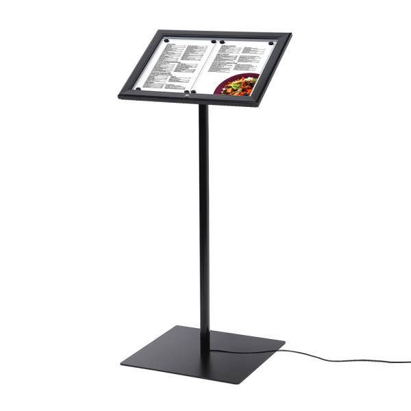 Black Menuboard with 2xA4 showcase, Illuminated