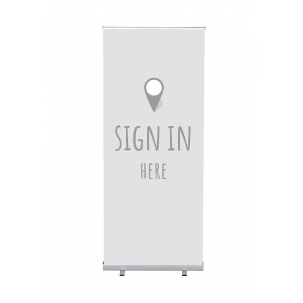 Roll-Banner Budget 85 Complete Set Sign In Here Grey English