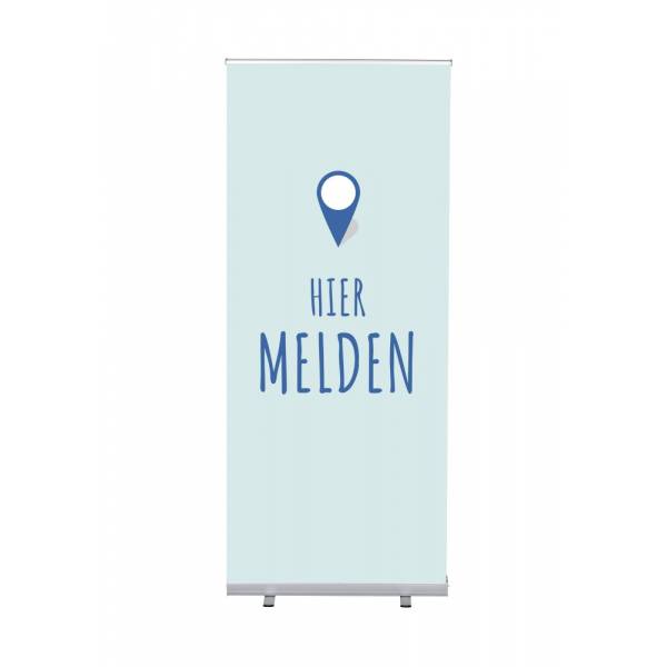 Roll-Banner Budget 85 Complete Set Sign In Here Blue Dutch