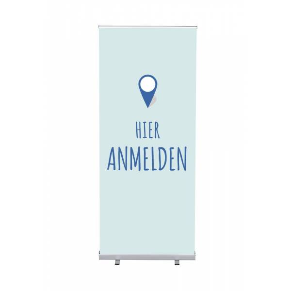 Roll-Banner Budget 85 Complete Set Sign In Here Blue German