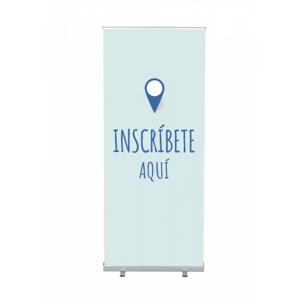 Roll-Banner Budget 85 Complete Set Sign In Here Blue Spanish