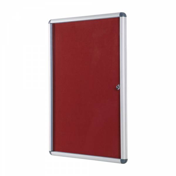 Lockable RED Felt Noticeboard - 90x120 cm