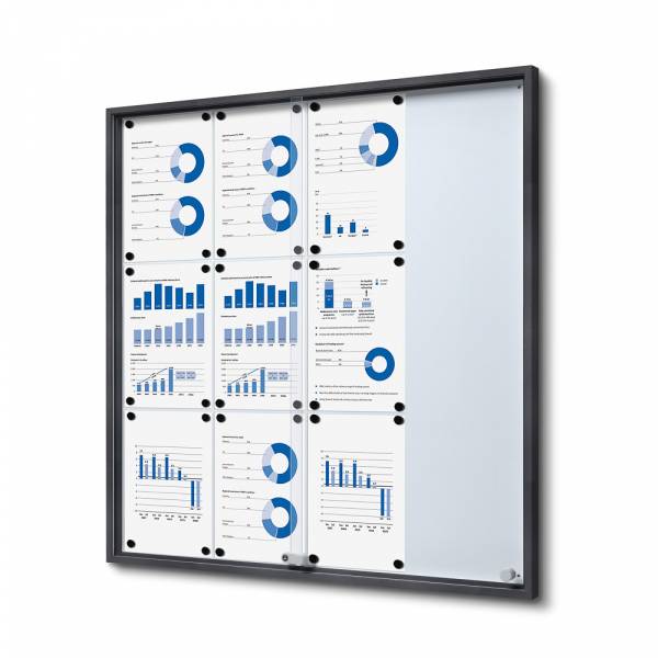 Indoor Lockable Showcase With Sliding Doors Slim 12x A4 Anthracite