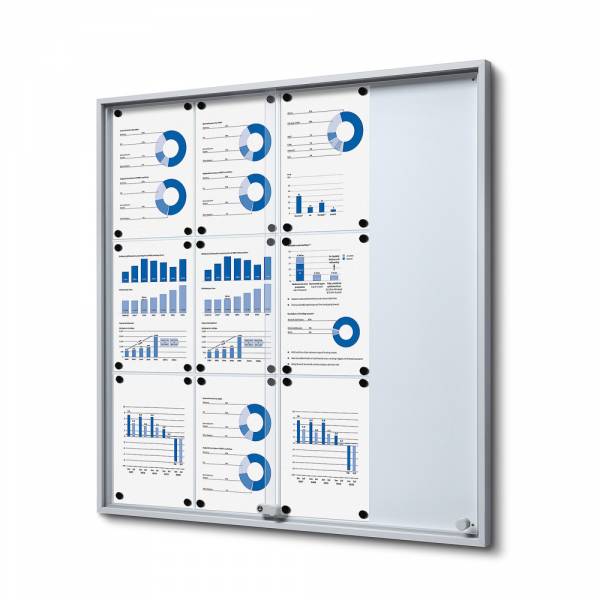 Noticeboard with sliding doors - SLIM (12xA4)