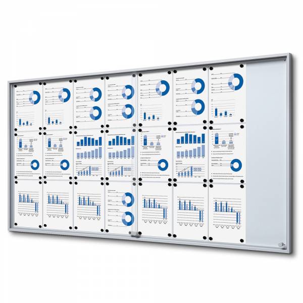 Noticeboard with sliding doors - SLIM (24xA4)