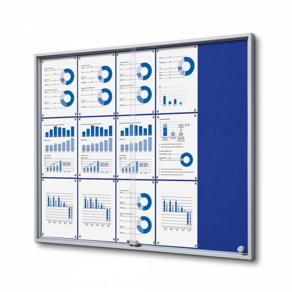 Felt Noticeboard with sliding doors -  SLIM