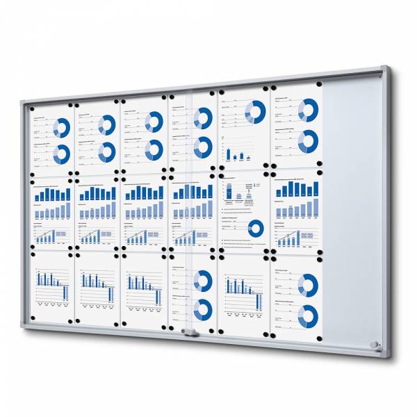 Indoor Lockable Showcase With Sliding Doors Slim With Safety Corners 21 x A4