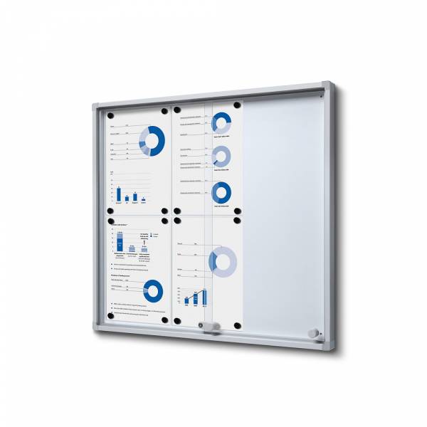 Indoor Lockable Showcase With Sliding Doors Slim With Safety Corners 6 x A4