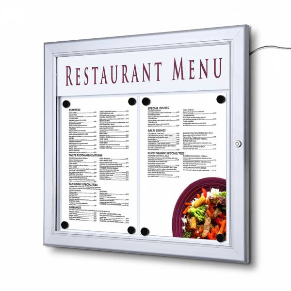 Menu Case - Lockable Illuminated LED  with Logo pane