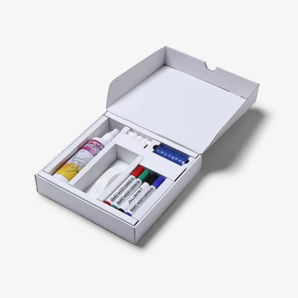 Whiteboard Kit with magnets, marker pens, eraser and cleaning fluid
