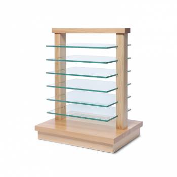 Small Wooden Rack With Glass Shelves Light Brown Jansen Display Co Uk Small Wooden Rack With Glass Shelves Light Brown